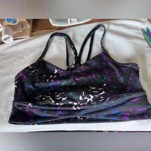 Ivivva Black and Purple Patterned Sports Bra